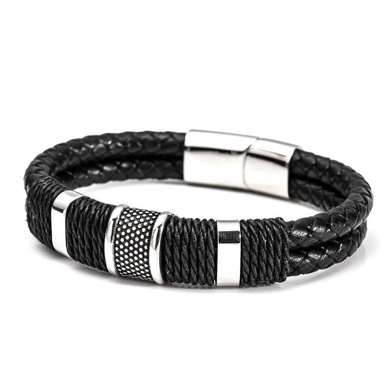Bracelet Fashion Jewelry Braided Leather Bracelet Handmade Black Stainless Steel Magnetic Clasps Men Wrist Band Gifts
Bracelet Fashion Jewelry Braided Leather Bracelet Handmade Black Stainless Steel Magnetic Clasps Men Wrist Band Gifts