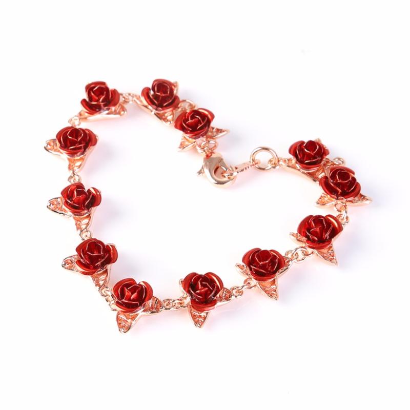 Hot Sale Bracelet Red Rose Flowers Gold Color Wrist Chain Valentine's Day Gift For Women Fashion Jewelry Bracelets
Hot Sale Bracelet Red Rose Flowers Gold Color Wrist Chain Valentine's Day Gift For Women Fashion Jewelry Bracelets