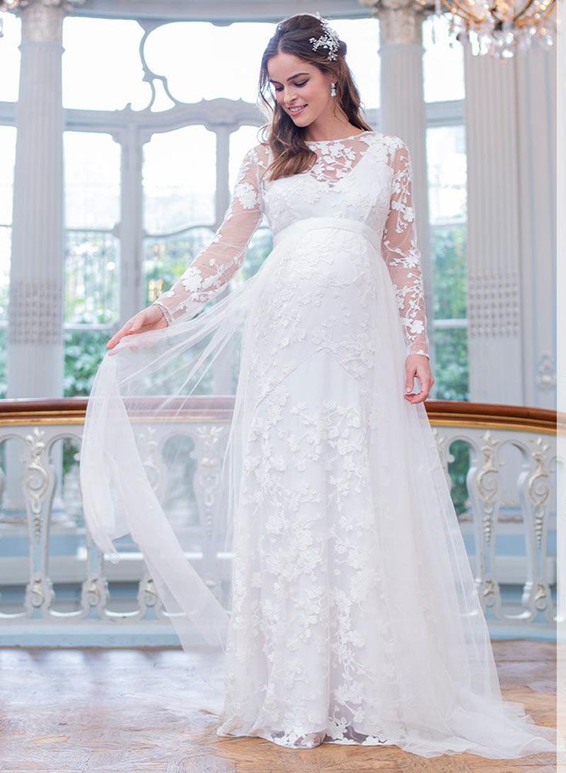 Maternity Dresses Maternity Dresses for Baby Showers Long Sleeve lace Pregnant Women Maxi Gown Dress Princess Pregnancy Dress for Photo Shoot H250211