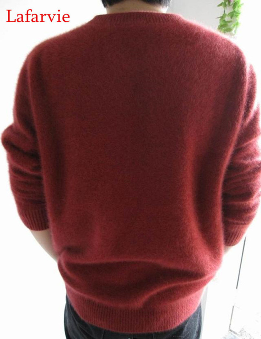 Lafarvie Off Sale Standard Solid Pullovers Full Sleeves O-Neck 100% Mink Cashmere Auturm & Winter Men Formal Knitted Sweater 201022