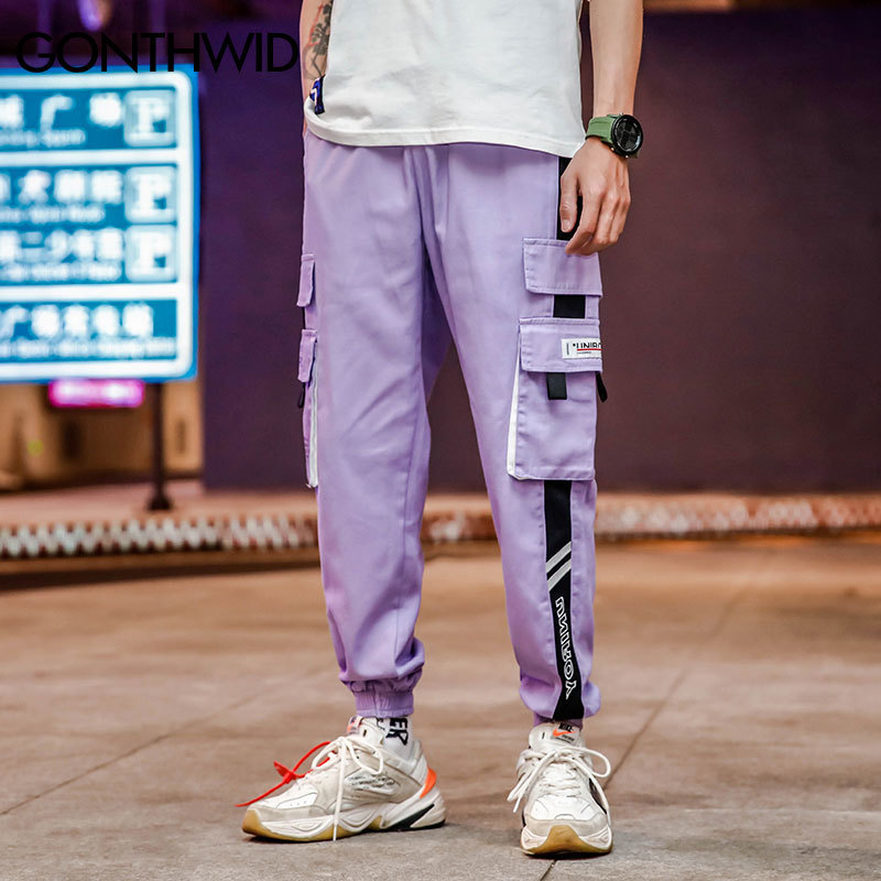GONTHWID Color Block Cargo Harem Joggers Track Pants Hip Hop Casual Baggy Sweatpants Streetwear Fashion Hipster Pants Trousers 201126