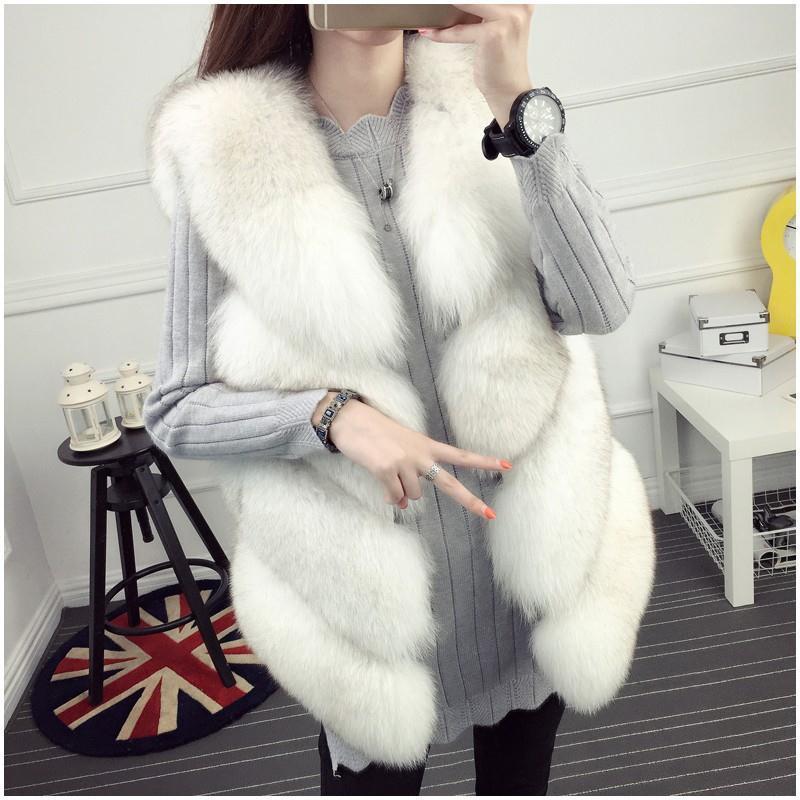 Sleeveless Jacket for Women Fox Fur Vest Winter Fox Fur Jacket Women Short Artificial Fur Coat Oversized Female Warm Vest 201211