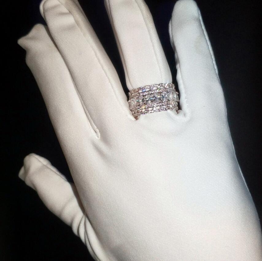 Elegant Victoria Sterg Sier Oval Cut Topaz CZ Dia Wedding Band Ring for Women