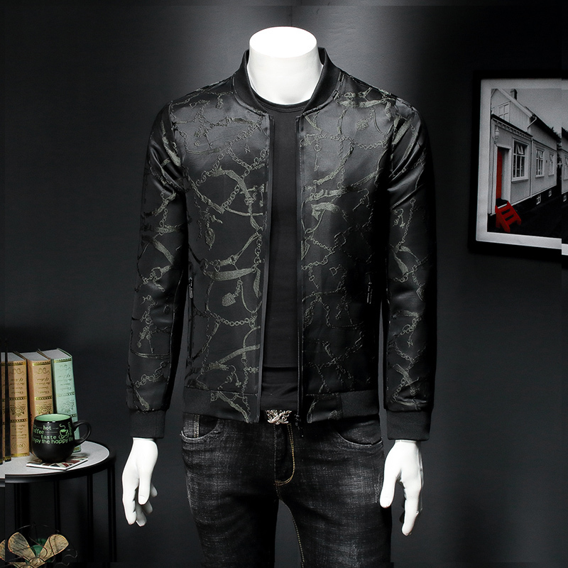Vintage Black Jacket Men Spring Slim Fit Jacquard Bomber Jacket Coat Men High Quality 5xl Chaqueta Hombre Casual Bomber Outfit 201127