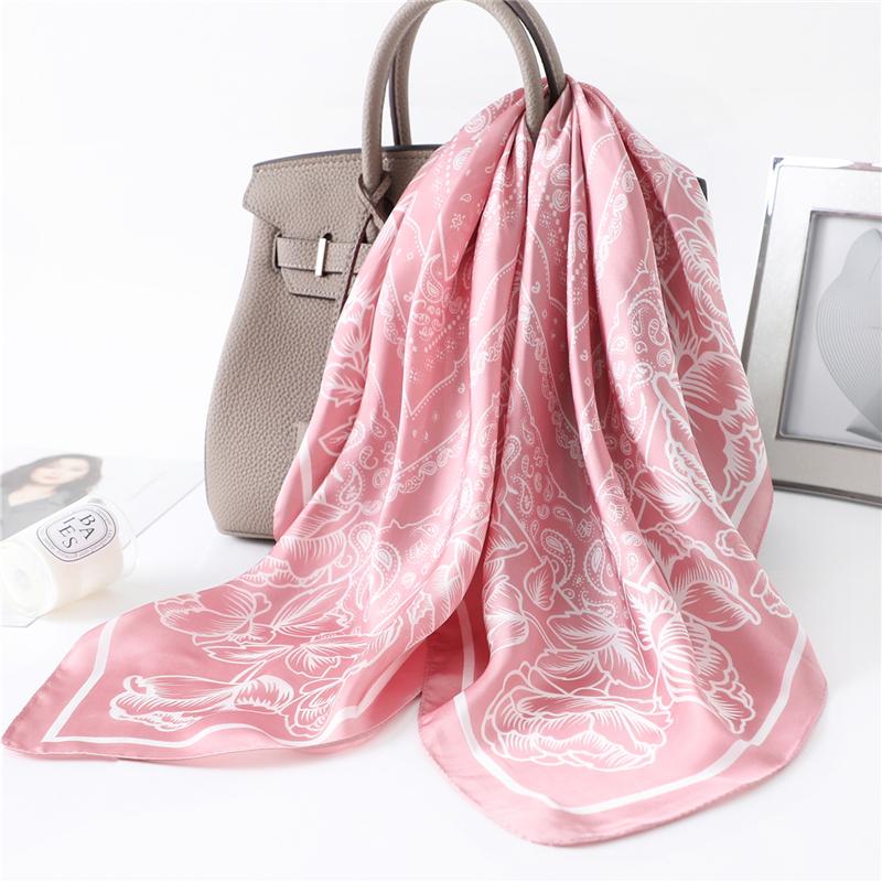 Vrouwen Zijde Vierkante Sjaals Haar Hoofdband Retro Print Lady Office Sjaal Foulard Hoofddoek Bandana 70*70Cm Hoofdband wraps