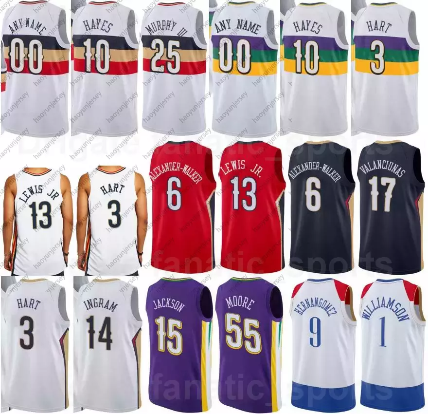 Printed 75th Anniversary Basketball Jaxson Hayes Jersey 10 Alexander-Walker 6 Devonte Graham 4 Josh Hart 3 Herbert Jones 5 Jonas Valanciunas, Black;red
Printed 75th Anniversary Basketball Jaxson Hayes Jersey 10 Alexander-Walker 6 Devonte Graham 4 Josh Hart 3 Herbert Jones 5 Jonas Valanciunas, Black;red