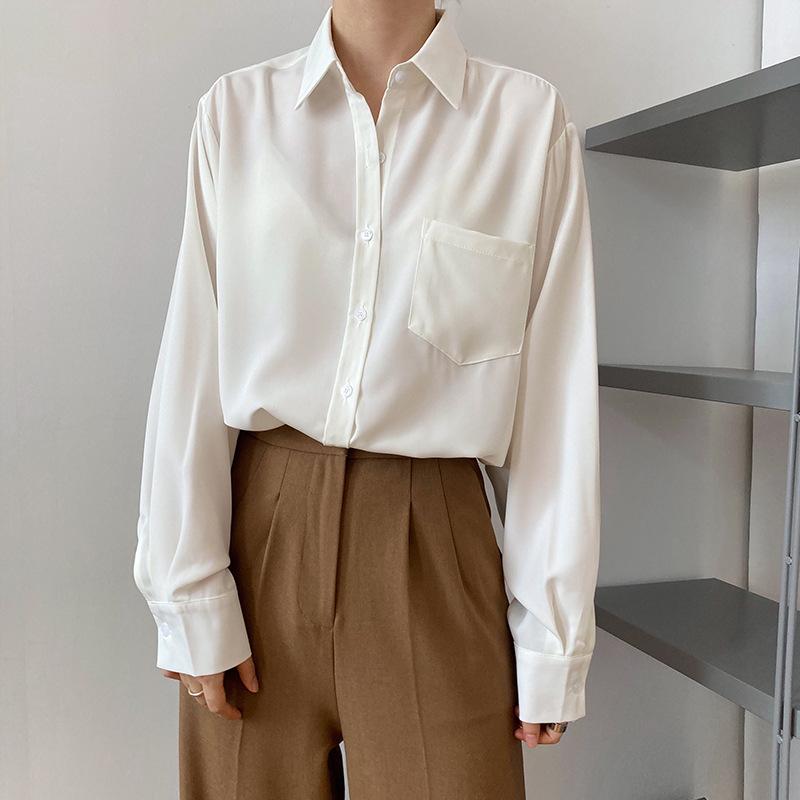 Chiffon Shirt Women's Vintage Leisure Autumn Blouse Simple Drape Long-Sleeve 2020 Chic Plain Shirt Loose Solid ropa de mujer, Blue
Chiffon Shirt Women's Vintage Leisure Autumn Blouse Simple Drape Long-Sleeve 2020 Chic Plain Shirt Loose Solid ropa de mujer, Blue