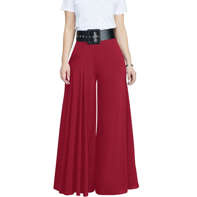 Women Casual Loose Pleated Wide Leg Pants Palazzo Pants Autumn Hight Waist Elegant Pantalon Office Ladies Trousers with Pockets T200223