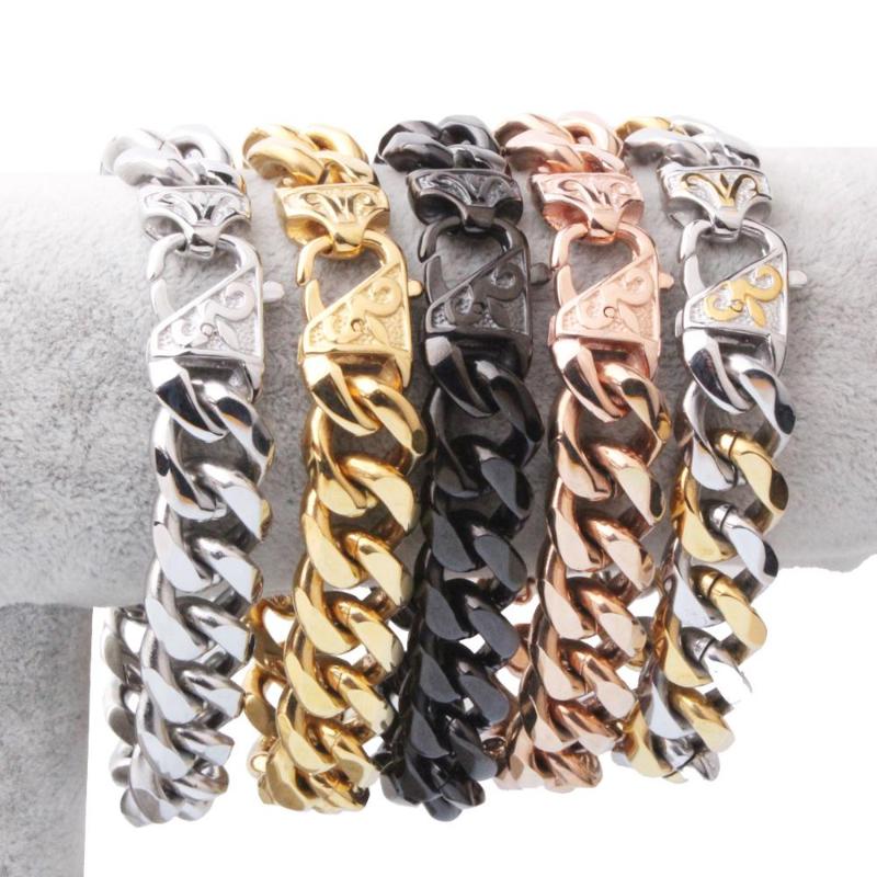 12/15mm Trendy Silver Color/Gold/Black Stainless Steel Cuban Curb Link Chain Mens Womens Bracelet Wristband 7-11inch Choose
12/15mm Trendy Silver Color/Gold/Black Stainless Steel Cuban Curb Link Chain Mens Womens Bracelet Wristband 7-11inch Choose