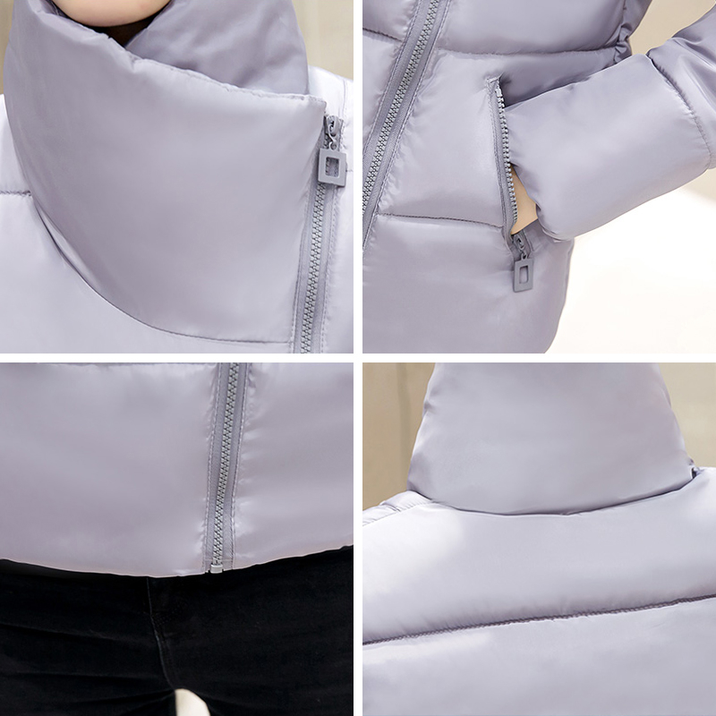 Stand Collar Short Winter Jacket Women Solid Color Cotton Padded Winter Autumn Female Coat Parkas Casaco Feminina Inveno T200319