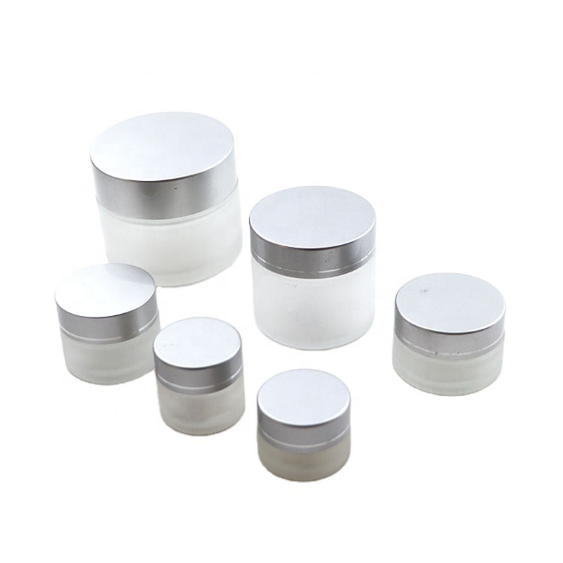 Frosted Glass Jar Face Cream Bottle Cosmetic Container 5g 10g 15g 20g 30g 50g Lotion Bottles with Black Silver Gold Lids