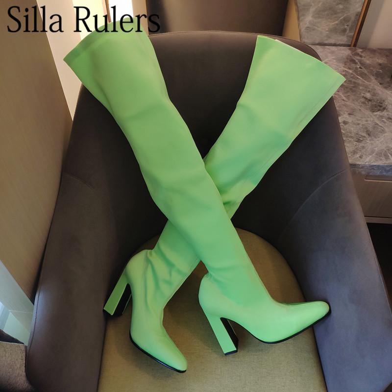 New Satin Over The Knee Boots Women Square Heels 10cm Pointed Toe Socks Boots For Woman Runway Sexy Thin legs Show Woman, Brown short
New Satin Over The Knee Boots Women Square Heels 10cm Pointed Toe Socks Boots For Woman Runway Sexy Thin legs Show Woman, Brown short