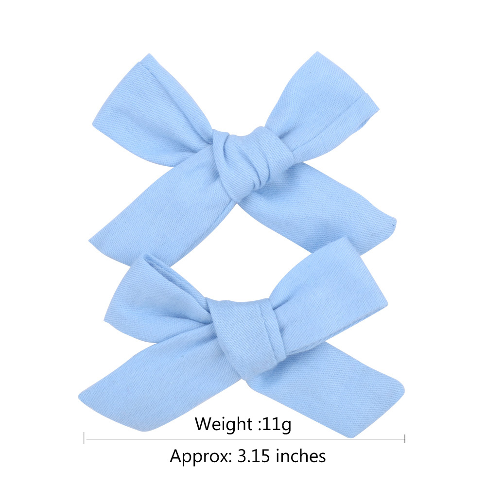 2pcs/set Solid Cotton Hiar Bows With For Baby Girls Boutique Handmade Clip Hairgrip Barrettes Hair Acesssories 056