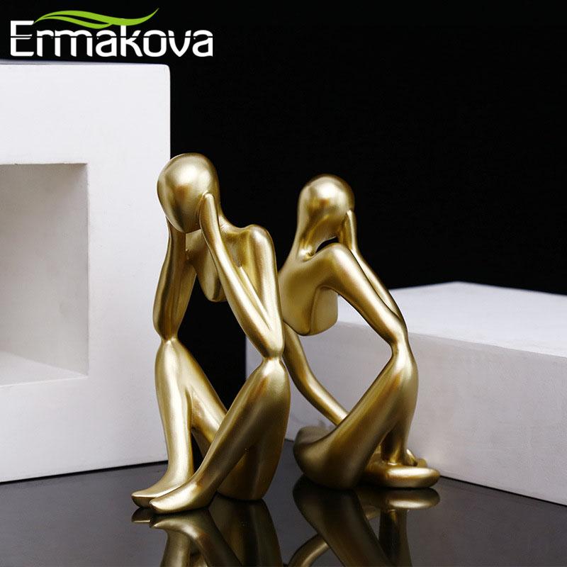 ERMAKOVA Resin Statues Creative Abstract Thinker People Sculptures Miniature Figurines Craft Office Home Decoration