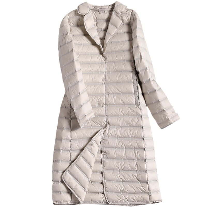 Ultra Thin Down Jacket Women Autumn Winter Long Puffer Duck Down Coat Female Jacket Doudoune Femme Hiver KJ3827 201029