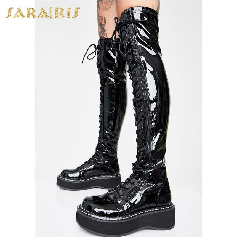 Sarairis 2021 Hot Sale Big Size 44 Wedges Platform Boots Ladies Shoes Woman Shoelaces Platform Trendy Cool Motorcycle Boots, Black
Sarairis 2021 Hot Sale Big Size 44 Wedges Platform Boots Ladies Shoes Woman Shoelaces Platform Trendy Cool Motorcycle Boots, Black