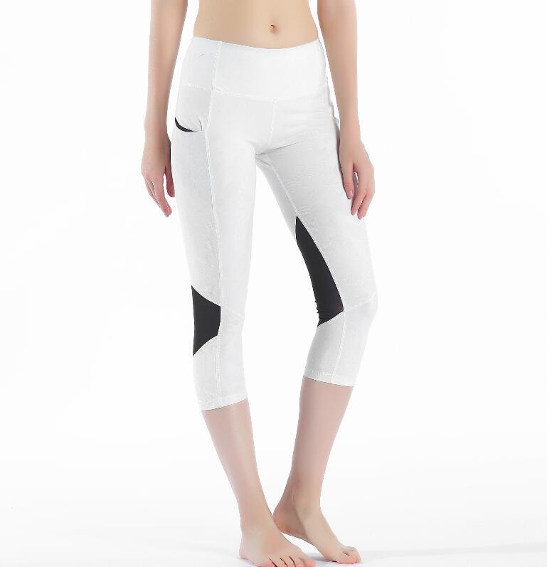 woman capris 4 way stretch fabricl pant sexy gym mesh splice leggings 201203