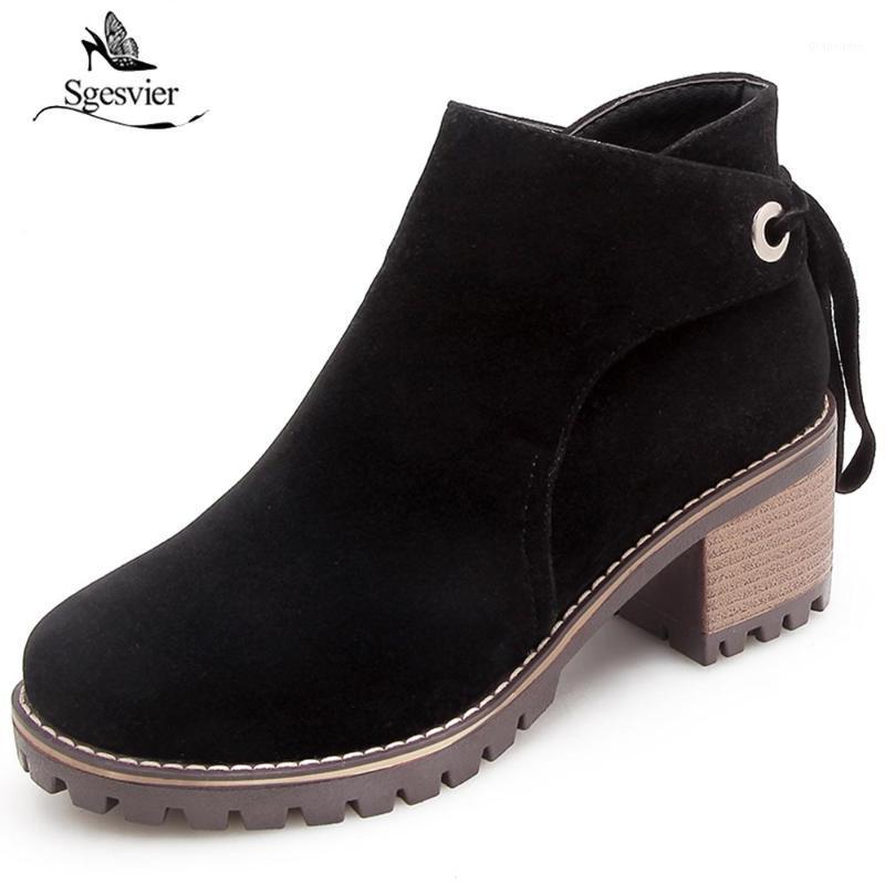 Sgesvier Women Ankle Boots High Heels Short Boots Lace Up 2020 Winter Block Heels Autumn Shoes Size 34-43 OX7871, Black
Sgesvier Women Ankle Boots High Heels Short Boots Lace Up 2020 Winter Block Heels Autumn Shoes Size 34-43 OX7871, Black