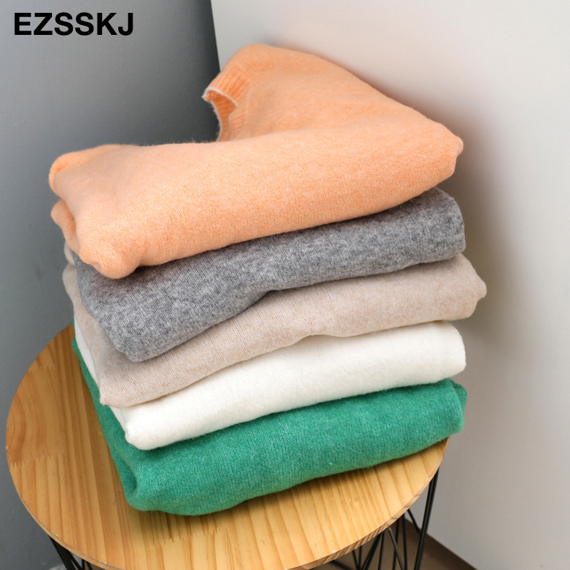 cashmere soft Women O-neck Sweater Pullovers OVERSIZE Autumn Winter Basic Women female Sweaters BOTTOM jacket Pullovers 201030