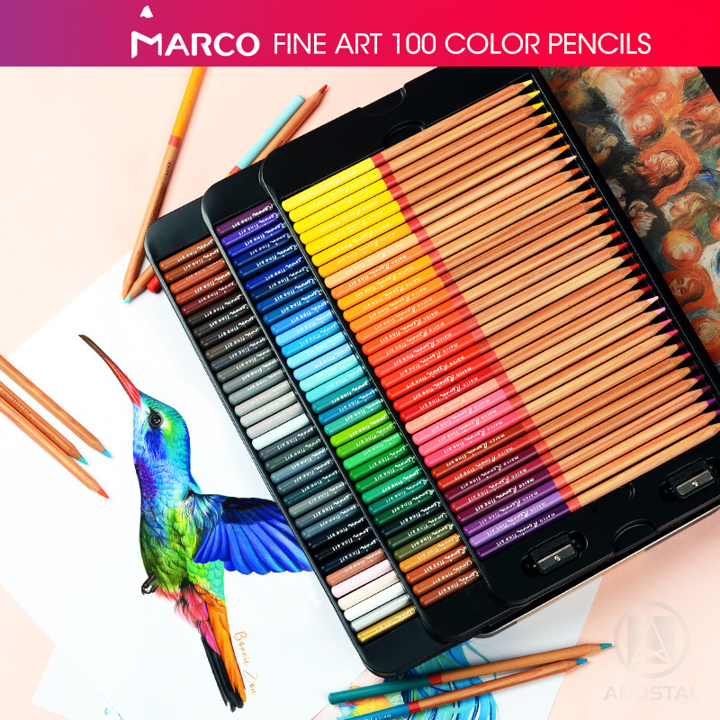Andstal Marco Renoir 120 Colors Professional Oil Color Pencil 12/24/48/72/100/120 Art Set drawing sketch Colour colored pencils 201223