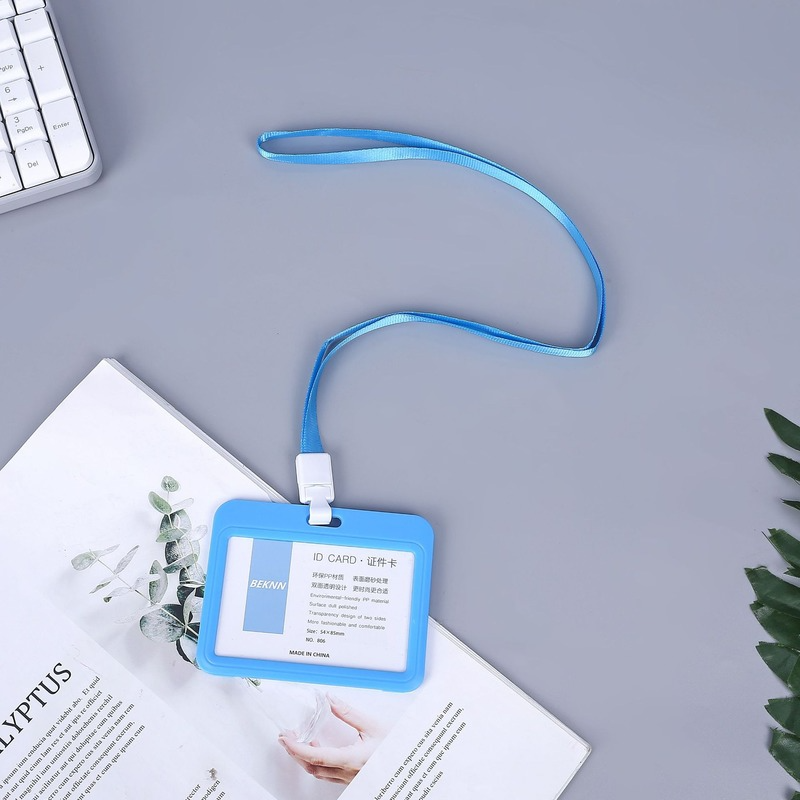 Plastic with Lanyard ID Work Bus Card Holder Bags Casess Cover Identity Business Credit CHolder Bag Case Cse Gard Anti Crese Washab Crease Guard Ant C