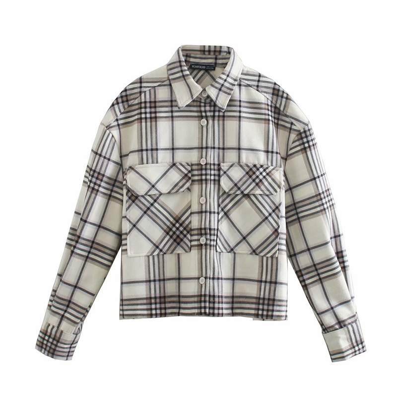2021 New Elegant Chess Tweed Shirts Fashion Loose Ladies Pocket Streetwear Chic Feminine Turn Down Shirt S7O8, Khaki.
2021 New Elegant Chess Tweed Shirts Fashion Loose Ladies Pocket Streetwear Chic Feminine Turn Down Shirt S7O8, Khaki.