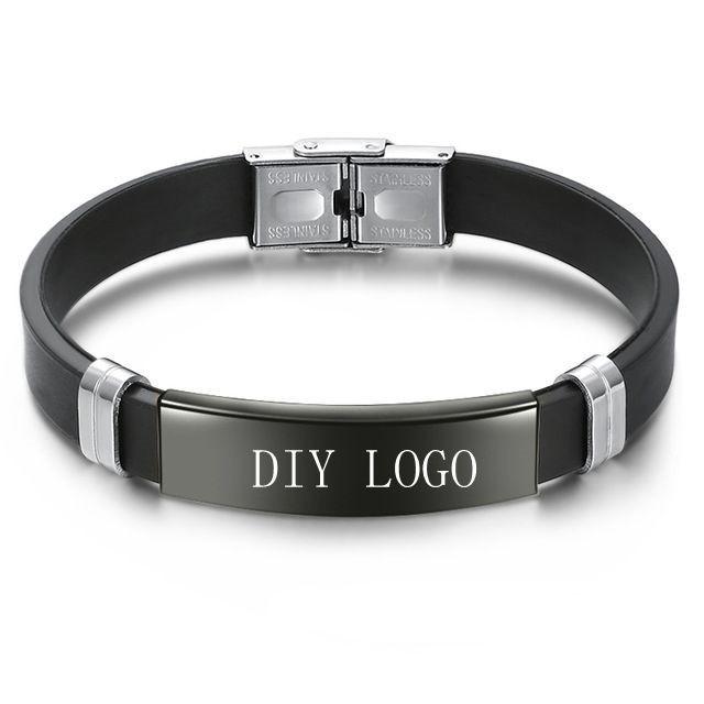 Charm Bracelets Customized Silicone Engrave Name Leather Bracelet For Men DIY Logo Black Stainless Steel Fashion Jewelry Drop
Charm Bracelets Customized Silicone Engrave Name Leather Bracelet For Men DIY Logo Black Stainless Steel Fashion Jewelry Drop