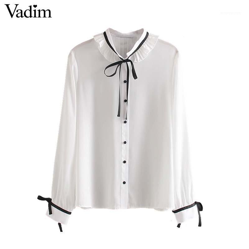 Vadim women sweet white chiffon blouse ruffles bow tie long sleeve shirt preppy style cute casual stylish tops blusas LB5041, As picture
Vadim women sweet white chiffon blouse ruffles bow tie long sleeve shirt preppy style cute casual stylish tops blusas LB5041, As picture