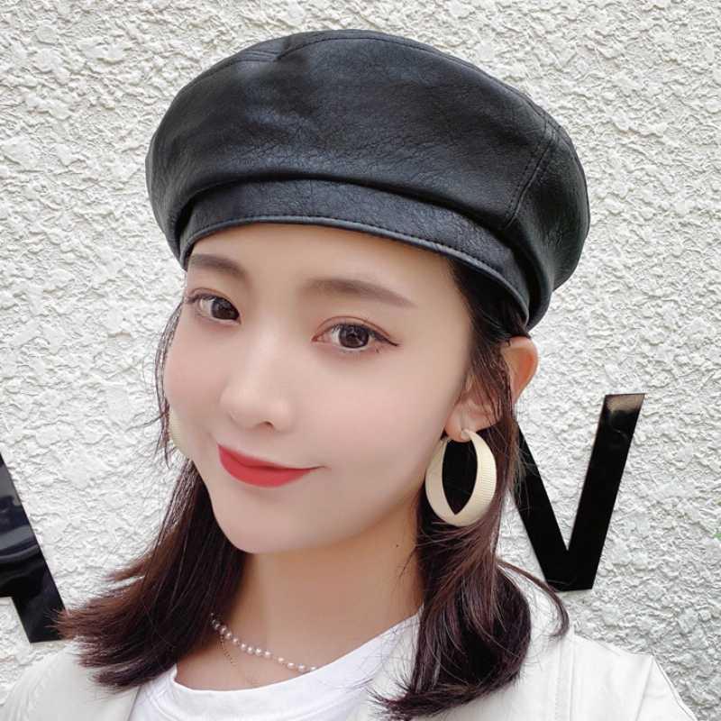 HT3314 Women Berets Autumn Winter Women Cap Hat Ladies PU Leather Octagonal Beret Hat Female Solid Artist Painter Beret Cap1, Black
HT3314 Women Berets Autumn Winter Women Cap Hat Ladies PU Leather Octagonal Beret Hat Female Solid Artist Painter Beret Cap1, Black