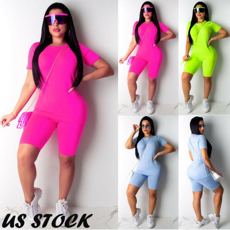 US Women Summer 2pcs/set Casual Tracksuit Jogging Gym Solid T-shirt Pants Suit, Black
US Women Summer 2pcs/set Casual Tracksuit Jogging Gym Solid T-shirt Pants Suit, Black