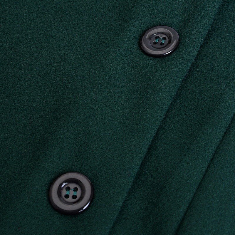 LAAMEI Fashion Long Medieval Trench Woolen Coat Women Black Stand Collar Gothic Overcoat Women Coat Vintage Femme Outwear 201102