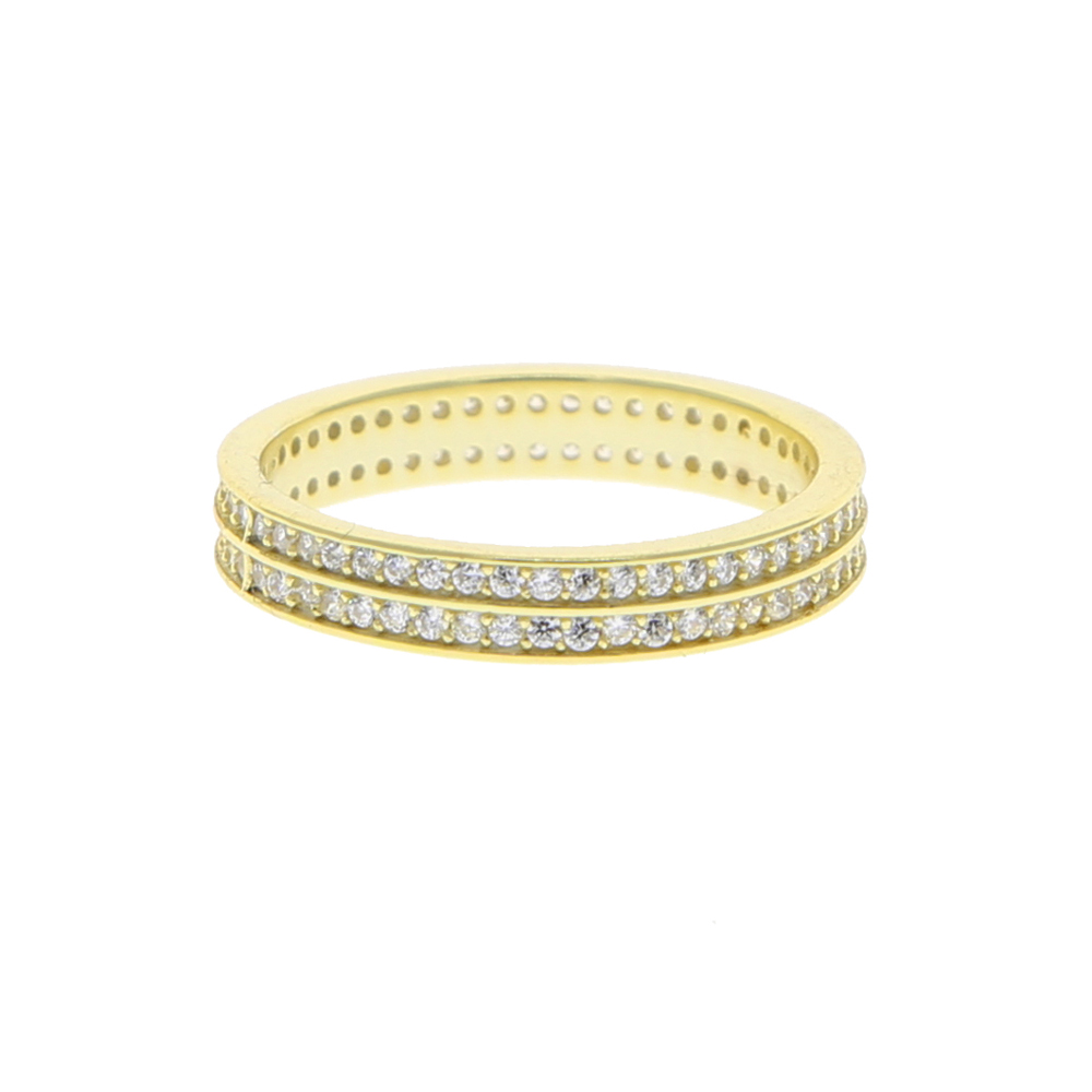 Classic 925 Sterling Silver Wedding Ring Jewelry with Bling Cz Pave 2 Layer Band Finger Rings In Rose Gold Silver Plated Jewelry Wholesale