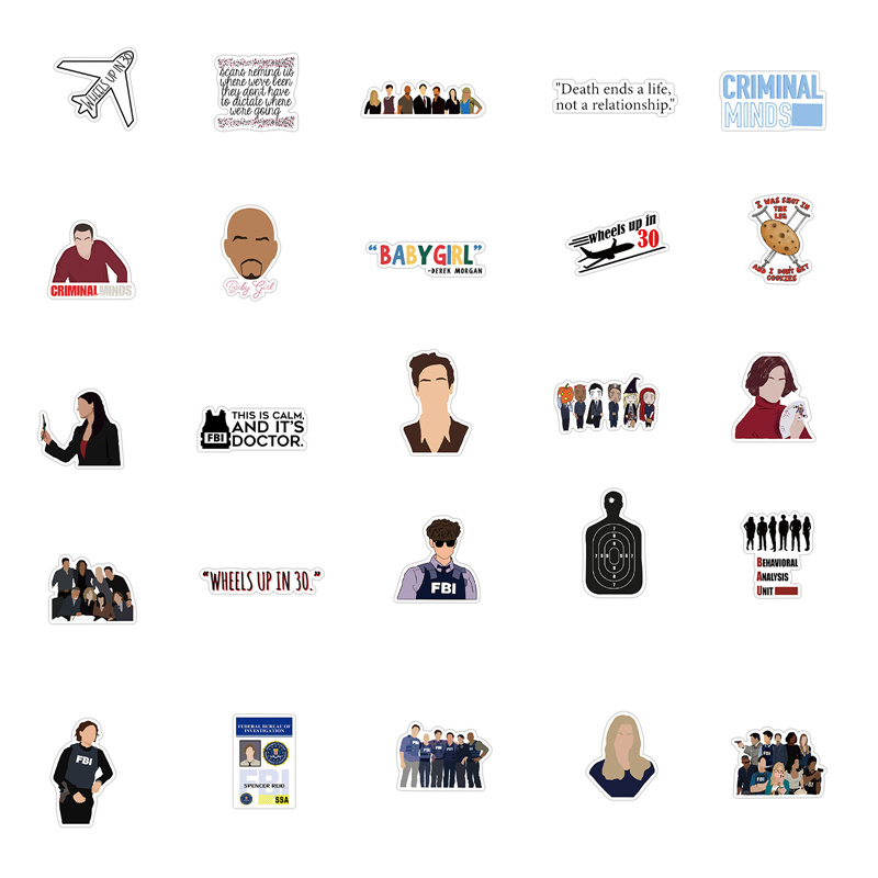 50pcs Criminal Psychology Movies Car Stickers Star American Drama Decals Graffiti For Notebook Racing Skateboard Games Luggage Helmet Guitar Motorcycl