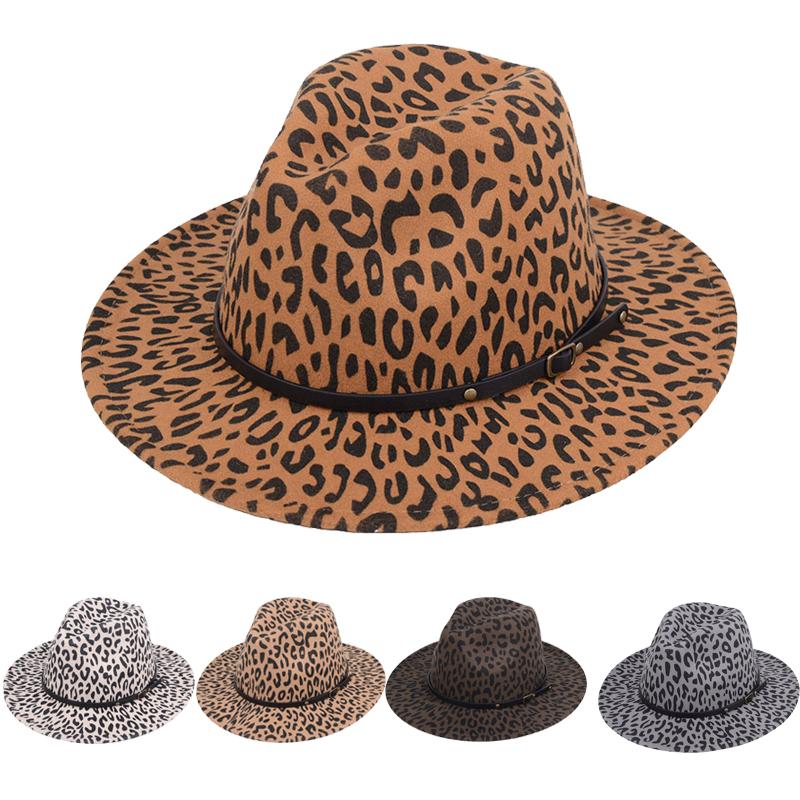 Wide Brim Hats Leopard Printed Woolen Fedora Unisex Flat Top Hat Female Lady Jazz Cap Cowboy Caps Winter Spring, Style 2 black
Wide Brim Hats Leopard Printed Woolen Fedora Unisex Flat Top Hat Female Lady Jazz Cap Cowboy Caps Winter Spring, Style 2 black