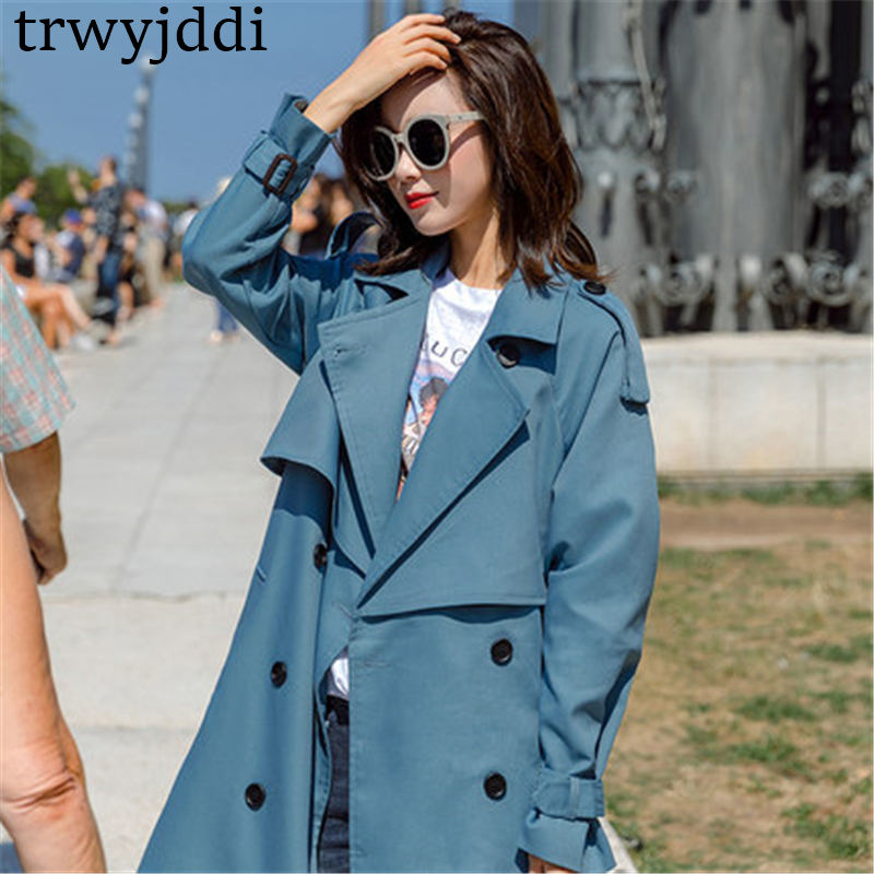 Fashion Windbreaker Coats Long Section 2019 New Spring Autumn Coat Women Trench Coats Korean Loose Casual Ladies Outerwear T200319