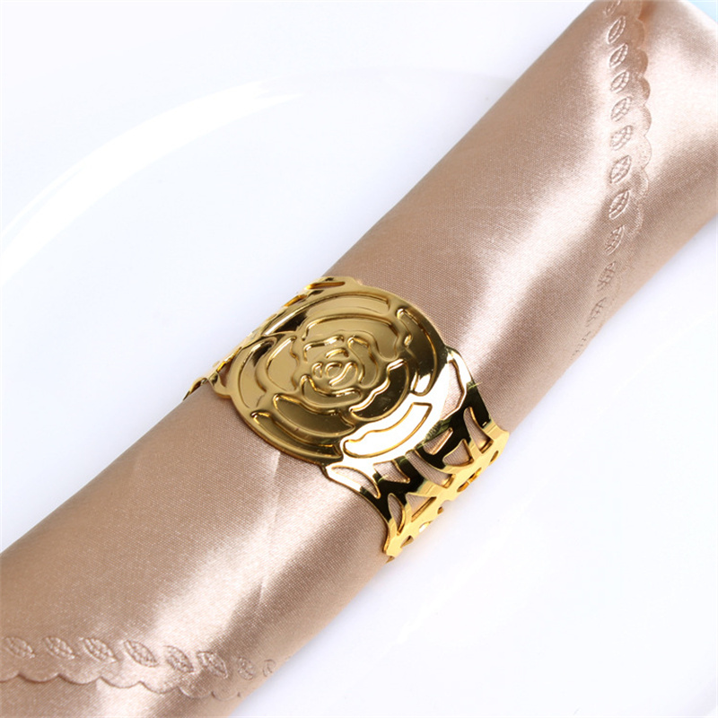 Rose Wed Ring Napkin Holder Gold Silver