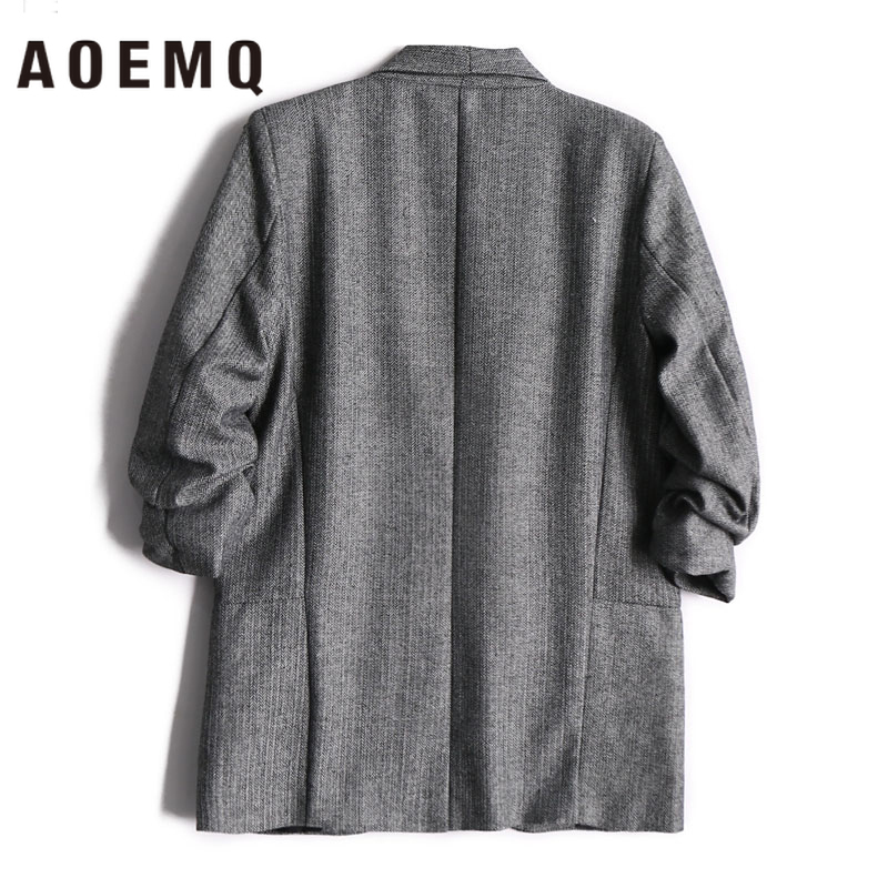AOEMQ Women Fall Jackets Deep Color with Pocket Coats Lady Office Wear Open Stitch Mature Cold Season Coats Outwear Clothing 201126