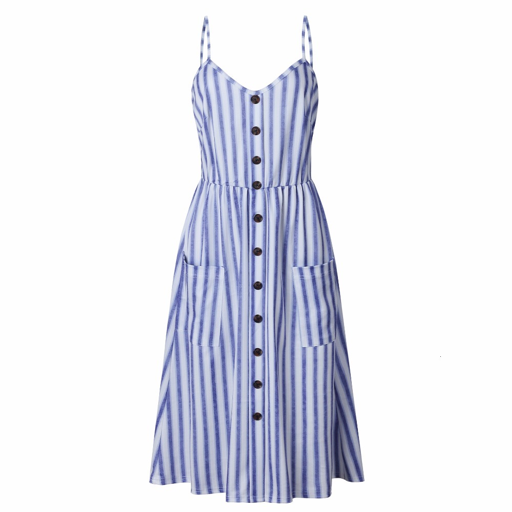 2021 New Women Blue Striped Print Sexy V-neck Bohemian Summer Woman Sleeveless Robe Femme Casual Beach Es 209z, White
2021 New Women Blue Striped Print Sexy V-neck Bohemian Summer Woman Sleeveless Robe Femme Casual Beach Es 209z, White