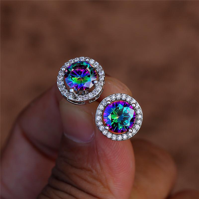 Stud Luxury Female Small Round Earrings Fashion Silver Color Rainbow Wedding For Women
Stud Luxury Female Small Round Earrings Fashion Silver Color Rainbow Wedding For Women