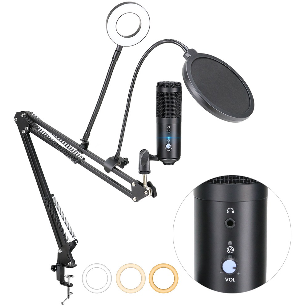 Microphones Micrófono USB de Metal para grabación de vídeo en Streaming, condensador PC, ordenador, Podcasting, estudio, juegos, Karaoke, cantar