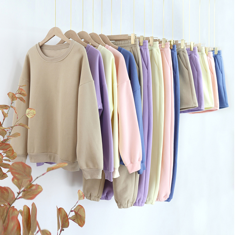 Conjunto Lounge Wear 2 Piece Set Sports Pullovers Tracksuit Women Oversize Sweatshirt Suit Casual Solid Sweatpants Fall 201104