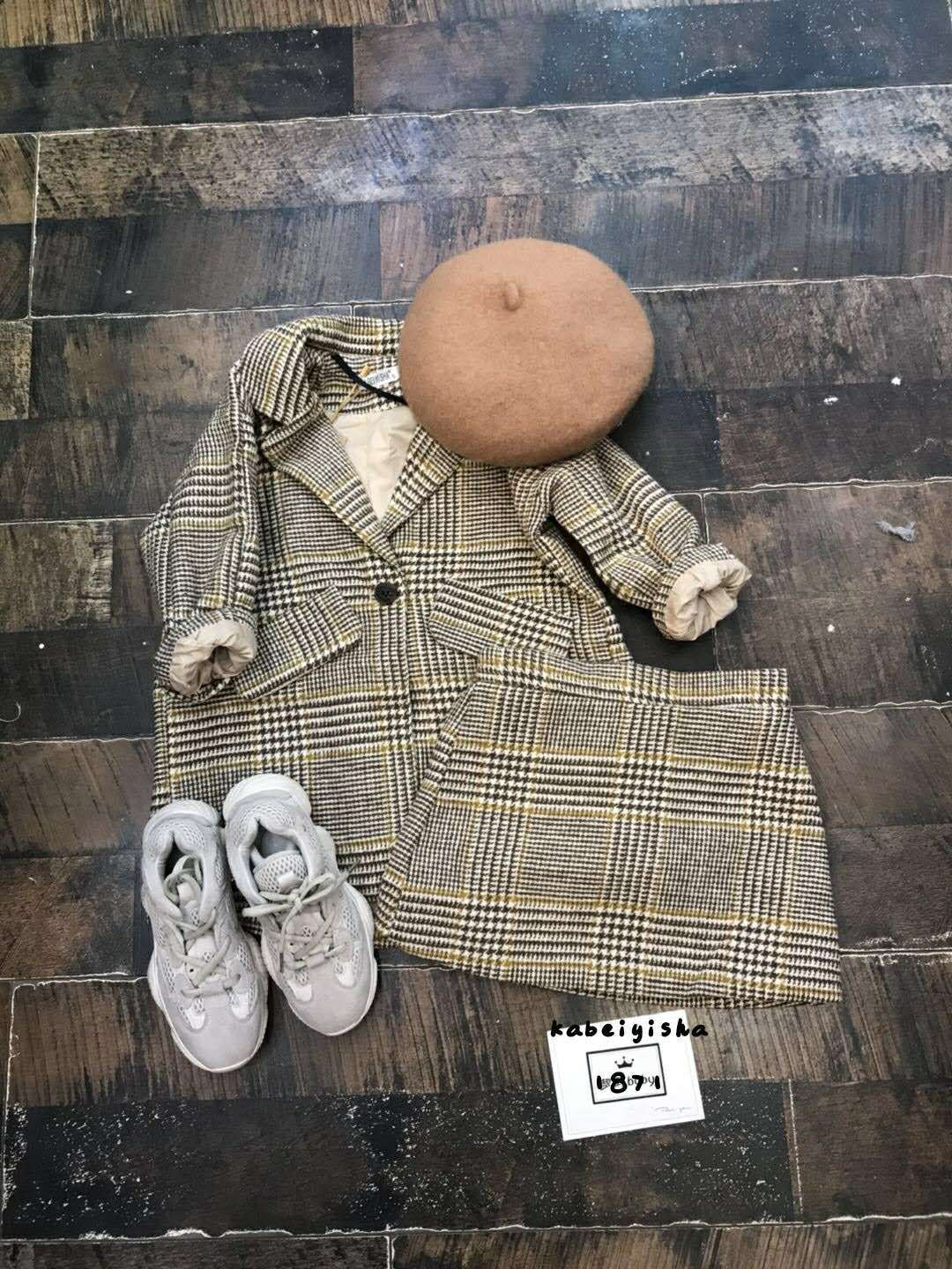 Mihkalev Girl fall outfits 2020 autumn winter children clothing set Coat+Skirt baby girls tracksuit kids Woollen Clothes setsX1019