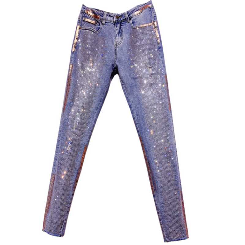 2020 spring autumn fashion color diamond feet jeans women high waist skinny pencil jeans plus size, Blue
2020 spring autumn fashion color diamond feet jeans women high waist skinny pencil jeans plus size, Blue