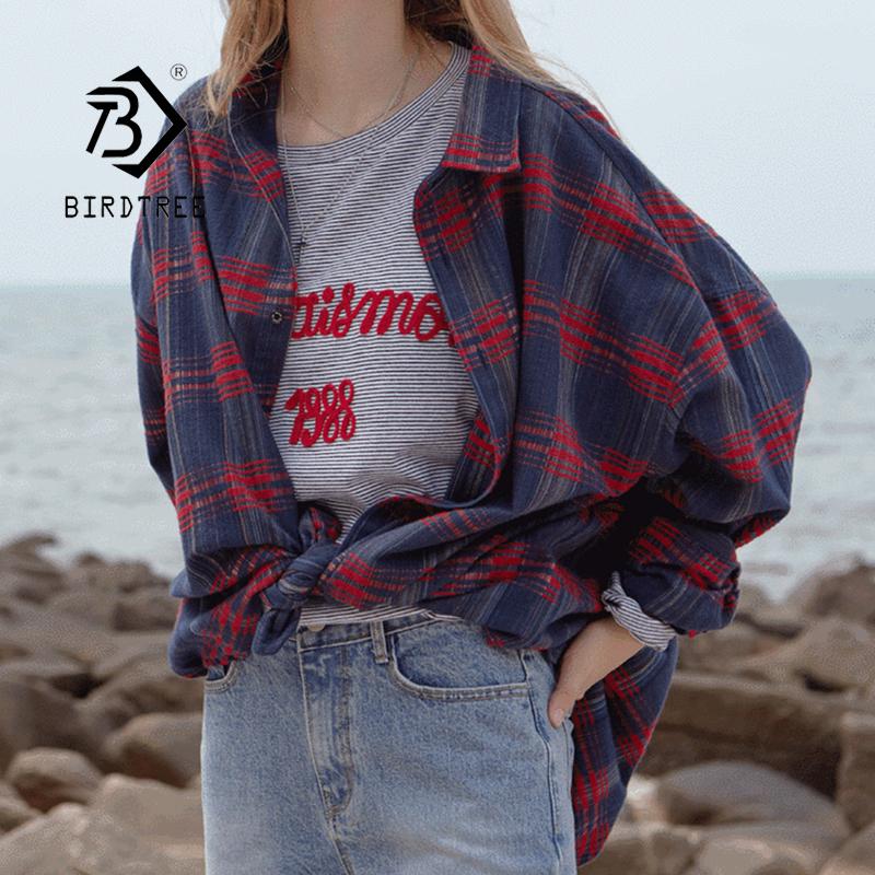 Autumn New Women Vintage Plaid Shirt Oversize Long Sleeve Blouse Turn-down Collar Spring Casual Tops Feminina Blusa T08114F, Blue red plaid
Autumn New Women Vintage Plaid Shirt Oversize Long Sleeve Blouse Turn-down Collar Spring Casual Tops Feminina Blusa T08114F, Blue red plaid