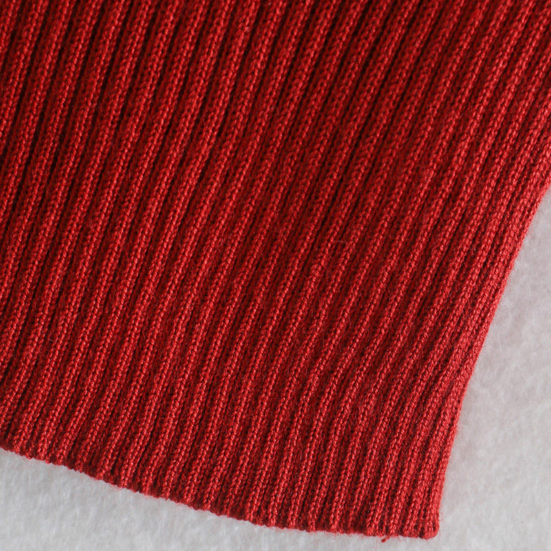 BLSQR Vintage Square Neck Women Sweater Red Long Sleeve Female knitted sweater Elasticity ladies pullover jumper 201222