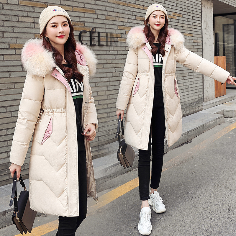 New Autumn winter Medium length Women parka Solid zipper Long sleeve Hooded Thick Outwear Coat Jacket Fashion Cotton 200928
