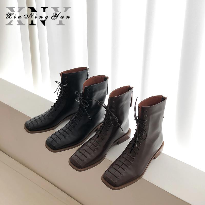 Xiuningyan Retro Soft Genuine Leather Women's Boots Square Toe Zipper Footwear Female Ankle Boots Low Heels Ladies Winter Shoes, Black
Xiuningyan Retro Soft Genuine Leather Women's Boots Square Toe Zipper Footwear Female Ankle Boots Low Heels Ladies Winter Shoes, Black