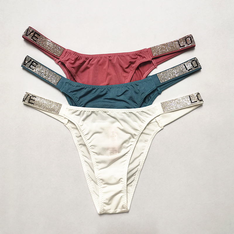 3-Piece Set Sexy Low-Rise White Thong Briefs With Rhie Belt, Masonry Shorts T-Back Underwear For Women 201112