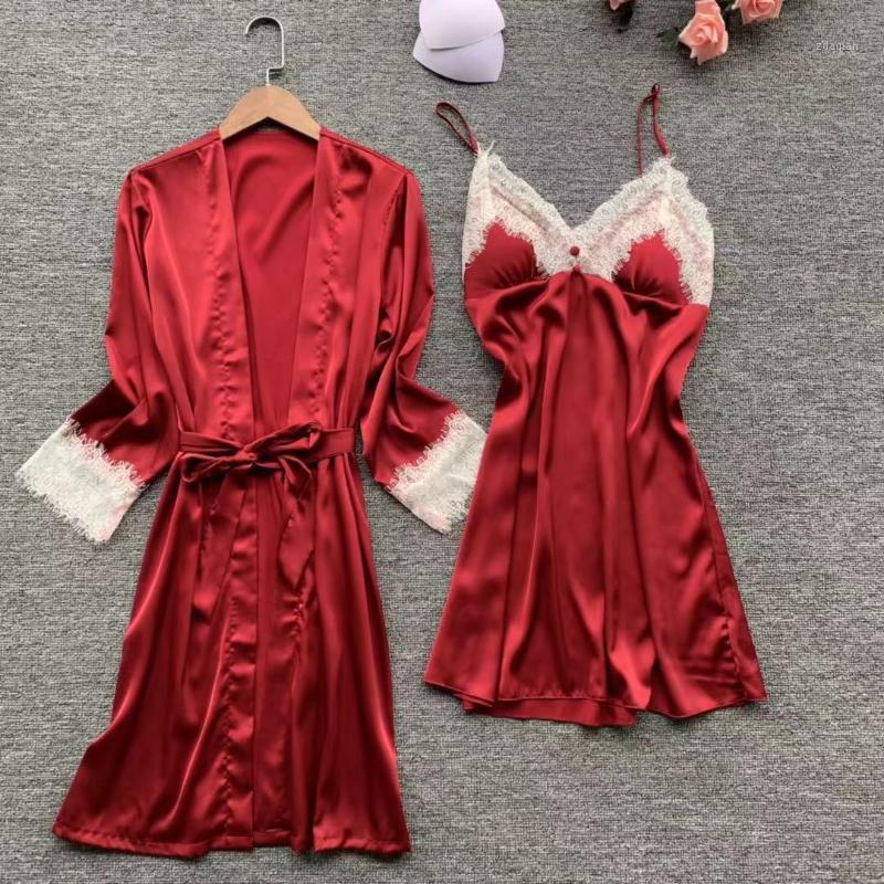 Women Kimono Robe Gown Suit Satin Sexy V-Neck Nightdress Set Burgundy Nightwear Elegant Lace Trim Sleepwear Casual Home Dress1, Black
Women Kimono Robe Gown Suit Satin Sexy V-Neck Nightdress Set Burgundy Nightwear Elegant Lace Trim Sleepwear Casual Home Dress1, Black