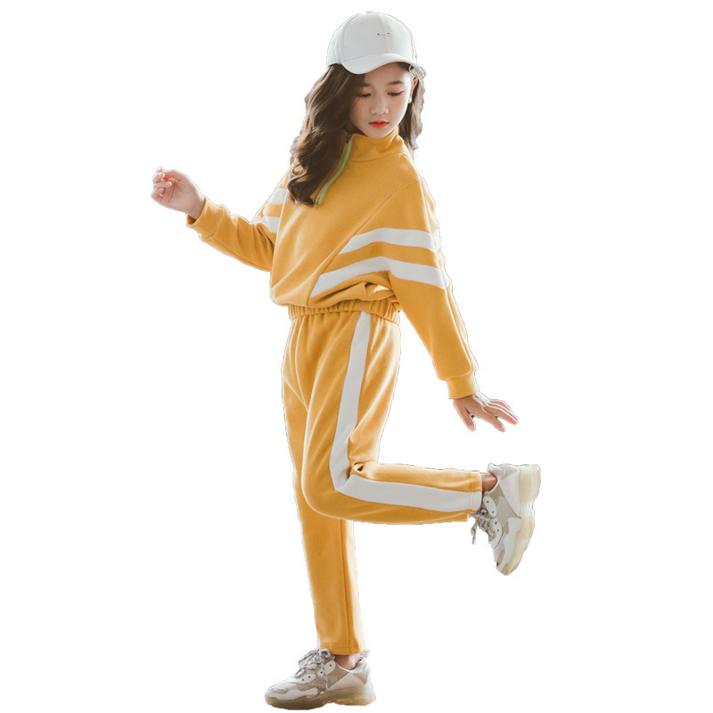 Autumn Kids Tracksuit Girls Costume Children's Clothing Hoodie Striped +Pants Kids Sport Suits for 3-15Y Girls Clothes Set CL059 Y1117